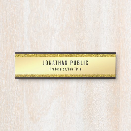 グラマーモダンフェイク金ゴールドグリッターエレガントテンプレート サインプレート (正面)