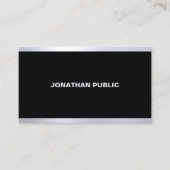 グラマーモダンブラック&シルバーエレガントトレンディー 名刺 (正面)