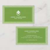グラマーモダン不動産仲介業者エステート実在グリーン 名刺 (正面/裏面)