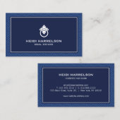 グラマーモダン不動産仲介業者エステート実在ブルー 名刺 (正面/裏面)