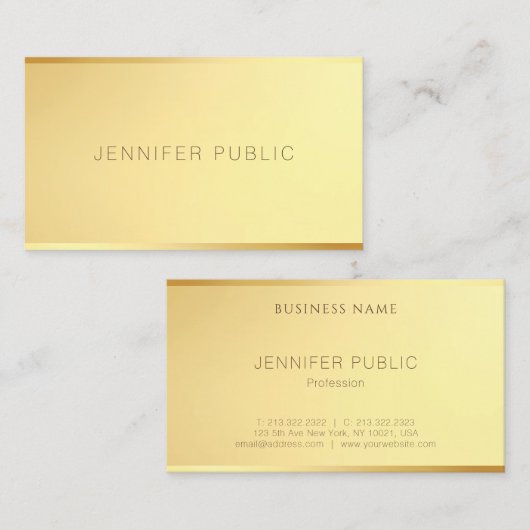 グラマーモダン金ゴールドエレガントミニマルテンプレート 名刺 (正面/裏面)