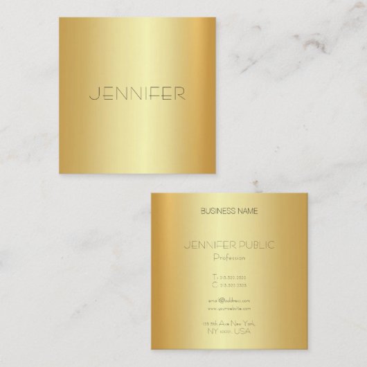 グラマーモダン金ゴールドルックエレガントシンプルテンプレート スクエア名刺 (正面/裏面)