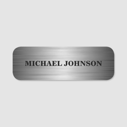 グラマーモダン・シルバーパーソナライズされた 名札 (正面)