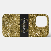 グラマーモノグラムのキラメタリック金ゴールド Case-Mate iPhoneケース (裏面 (横))