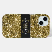 グラマーモノグラムのキラメタリック金ゴールド Case-Mate iPhoneケース (裏面 (横))