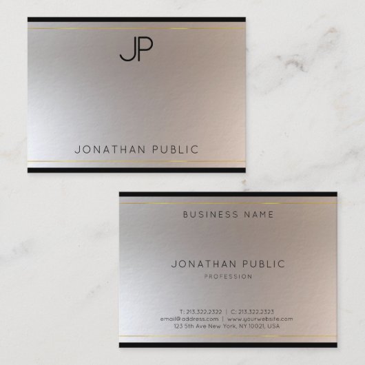 グラマーモノグラモダンム金ゴールド銀テンプレート 名刺 (正面/裏面)