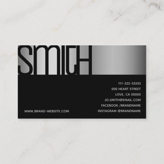 グラマーラグジュアリーシルバーエレガント美しいサロン鋼 名刺 (裏面)