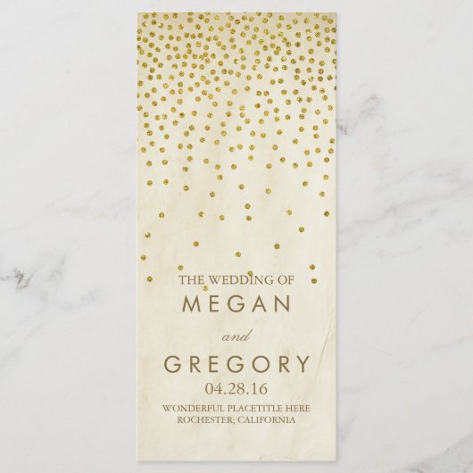 グラマーヴィンテージ金ゴールド紙吹雪結婚式 プログラム (正面)