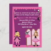 グラマー女の子ドレスアップ変身パーティの招待状 招待状 (正面/裏面)