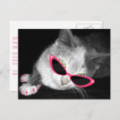 グラマー猫バースデーパーティーポストカード招待状 インビテーションポストカード (正面/裏面)