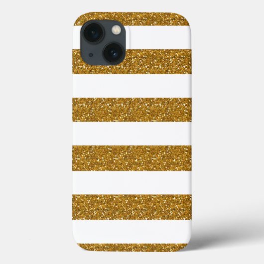 グラマー白ストライプ金ゴールドグリッター印刷 Case-Mate iPhoneケース (裏面)