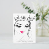 グラマー白黒ピンクラッシュメイクアップと美しい ポストカード (スタンド正面)