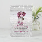 グラマー素朴ウッドメイソンジャール花1st誕生日 招待状 (スタンド正面)