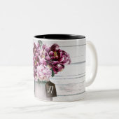 グラマー素朴ウッド&ブルゴーニュMason Jarの花 ツートーンマグカップ (正面右)