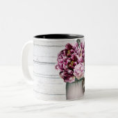 グラマー素朴ウッド&ブルゴーニュMason Jarの花 ツートーンマグカップ (正面左)