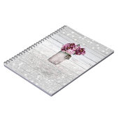 グラマー素朴ウッド&ブルゴーニュMason Jarの花 ノートブック (左側)