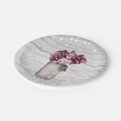 グラマー素朴ウッド&ブルゴーニュMason Jarの花 ペーパープレート (アングル)