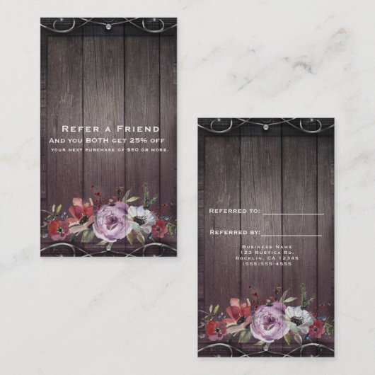 グラマー素朴バーン木材の繁栄は友人を参照 紹介カード (正面/裏面)