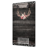 グラマー素朴ボホ〔雄ジカの〕枝角スカルパーソナライズされた クリップボード (左)