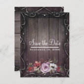 グラマー素朴ンウッドフローラ保存日付 案内ポストカード (正面/裏面)