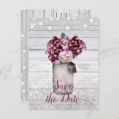 グラマー素朴・ウッド・ブルゴーニュ・メイソン・ジャー救の日付 案内ポストカード (正面/裏面)