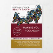 グラマー蝶、美しいサロントリフォールドフライヤー 三つ折り招待状 (カバー)