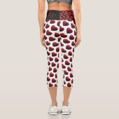 グラマー赤いグリッターきらめくハートパターン カプリレギンス (裏面)