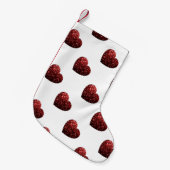 グラマー赤いグリッターきらめくハートパターン スモールクリスマスストッキング (正面 (吊り時))