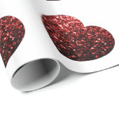 グラマー赤いグリッターきらめくハートパターン ラッピングペーパー (ロールコーナー)