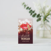 グラマー赤い唇金ゴールドグリッタースパークルメイクアップアーティスト 名刺 (スタンド正面)