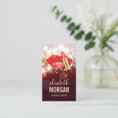 グラマー赤い唇金ゴールドグリッタースパークルメイクアップアーティスト 名刺 (スタンド正面)