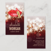 グラマー赤い唇金ゴールドグリッタースパークルメイクアップアーティスト 名刺 (正面/裏面)