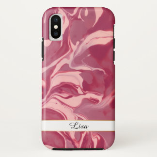 グラマー赤ベルベット大理石 iPhone X ケース