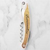 グラマー金ゴールドグリッターカスタムコルクスクリュー開口器 ソムリエナイフ (正面)