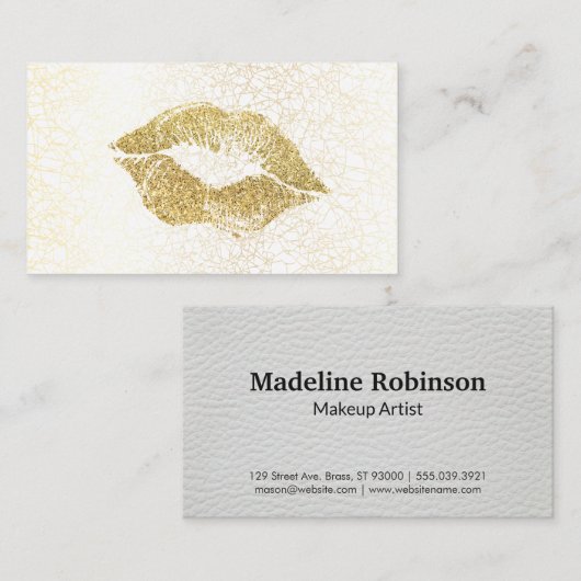 グラマー金ゴールドグリッターキス |金ゴールドテクスチャ 名刺 (正面/裏面)