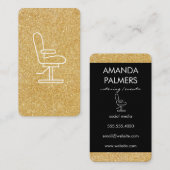 グラマー金ゴールドグリッタースタイリストチェア 名刺 (正面/裏面)