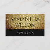 グラマー金ゴールドグリッタースパークルスターズオンブラックモダン 名刺 (正面)
