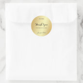 グラマー金ゴールドテンプレートサンキューハンドスクリプト文字 ラウンドシール (バッグ)