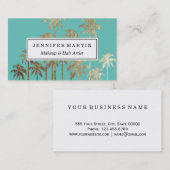 グラマー金ゴールドトロピカルパームツリーズターコイズグリーン 名刺 (正面/裏面)