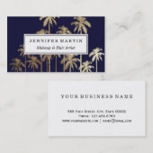 グラマー金ゴールドトロピカルパームツリーネービーブルー 名刺 (正面/裏面)