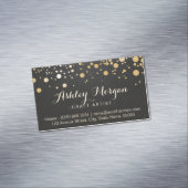 グラマー金ゴールドドットデコースタイリッシュル – Dark Linen Look マグネット名刺 (インサイチュ)