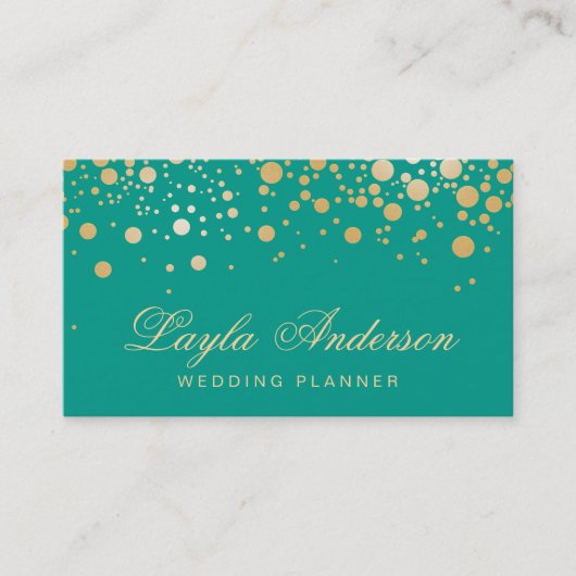 グラマー金ゴールドドットデコール – レトロエメラルドグリーン 名刺 (正面)