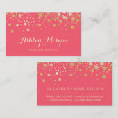 グラマー金ゴールドドットデコ魅力的ア – ピンクコーラル 名刺 (正面/裏面)