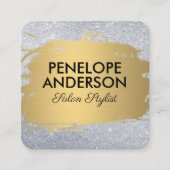 グラマー金ゴールドメタリックつや消しグリッター スクエア名刺 (正面)