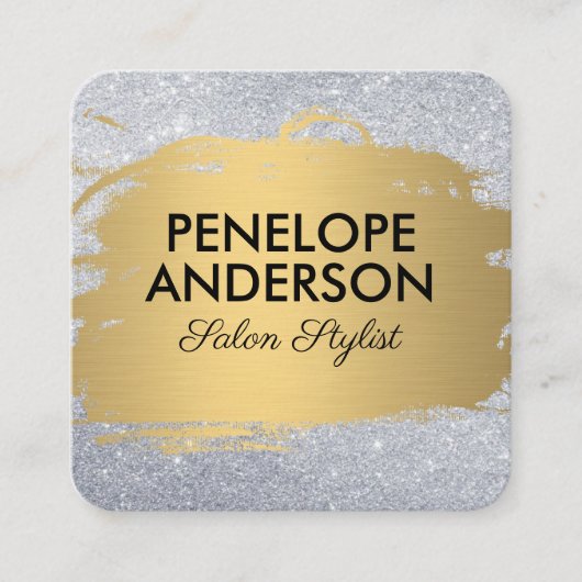 グラマー金ゴールドメタリックつや消しグリッター スクエア名刺 (正面)