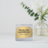 グラマー金ゴールドメタリックつや消しグリッター スクエア名刺 (スタンド正面)