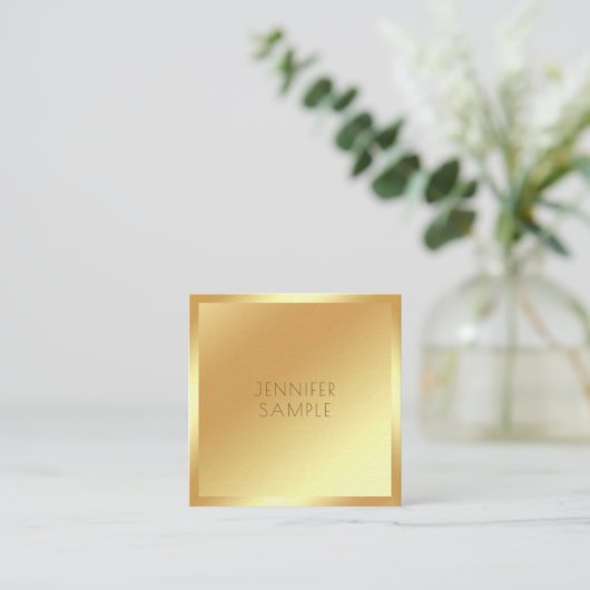 グラマー金ゴールドモダンテンプレートラグジュアリープレミアムシック スクエア名刺 (スタンド正面)