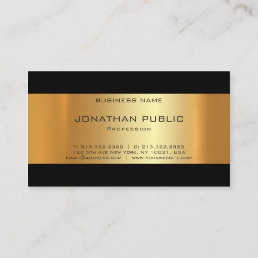 グラマー金ゴールドライトモダンプロフェッショナルプレインラックス 名刺 (裏面)