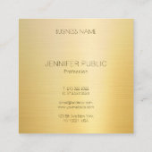グラマー金ゴールドルックモダンエレガントテンプレートラグジュアリー スクエア名刺 (裏面)