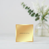 グラマー金ゴールドルックモダンミニマリストエリートテンプレート スクエア名刺 (スタンド正面)